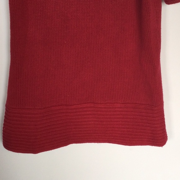 The Limited Short, Raglan Style Sleeve, Red, Button Folded Collar/Cowl Sweater - Picture 5 of 9